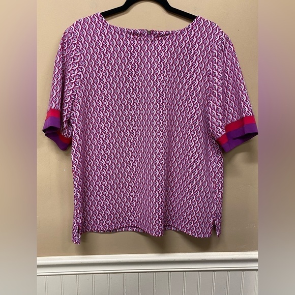 Chico's Tops - Chicos Back Zip Blouse Red Purple Pink Geometric Size 2 (L)